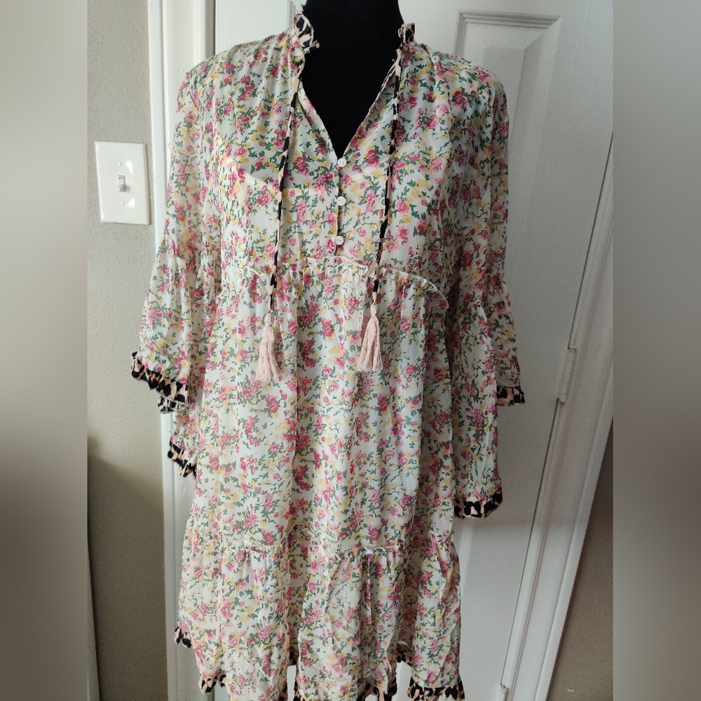 Umgee Floral Button-Up Dress